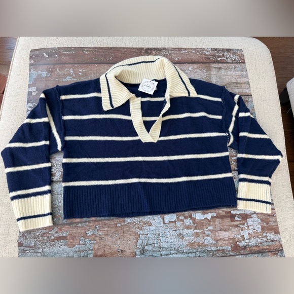 Sky To Moon Sweaters - BNWT Navy and Cream Striped Sweater
